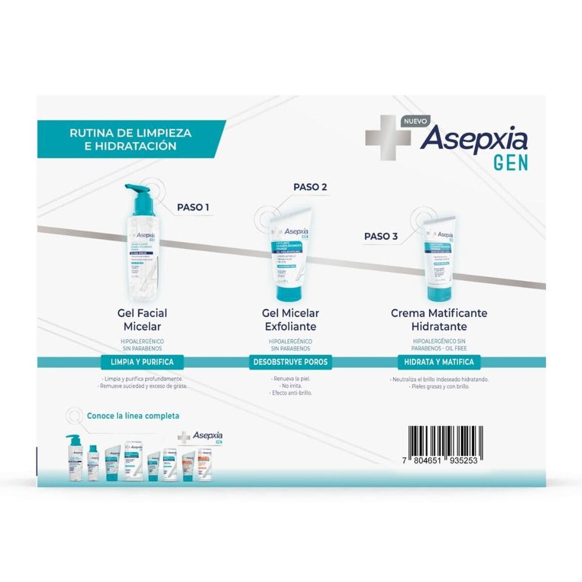 Pack  1 Asepxia Gen Crema + 1 Gel + 1 Exfoliante Asepxia