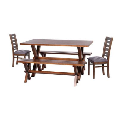 Imagen 1 del producto Juego de Comedor Latam Home Sevilla Murcia 2 Sillas + 2 Bancas Lino Gris Oscuro