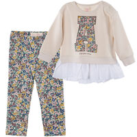 Conjunto Flores Polerón+Pantalón Chess Baby Crudo