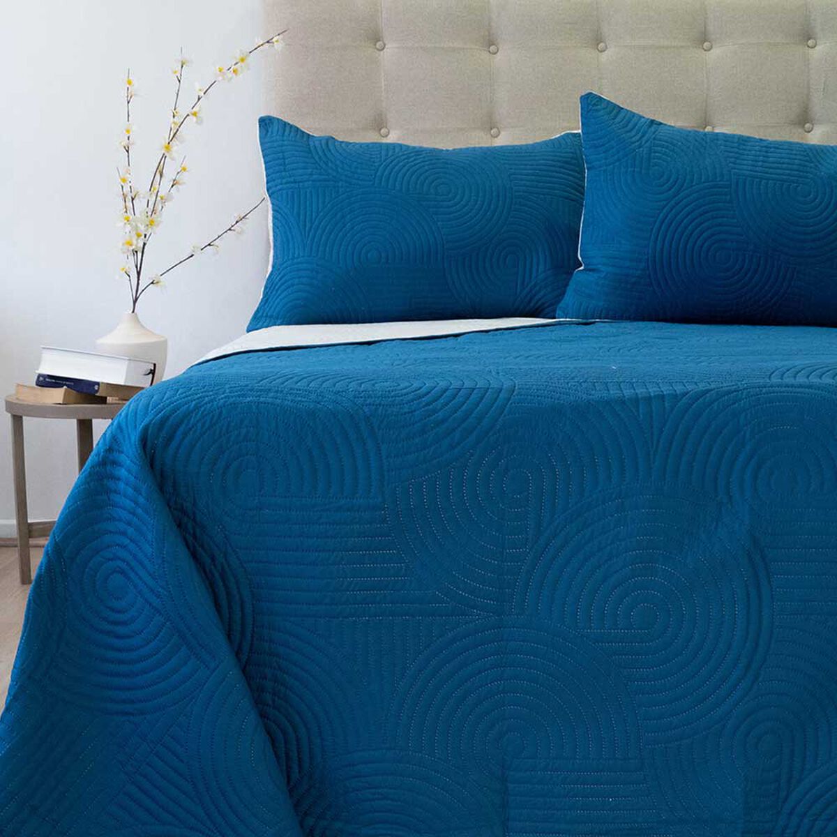 Quilt Doral King Azul Beige Origins