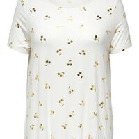 Polera Estampada Manga Corta Mujer Only Carmakoma Crema, Azul