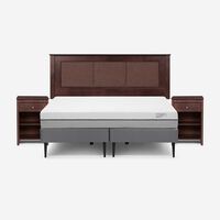 Cama Europea Rosen Base Dividida King Pratta + Respaldo + 2 Veladores