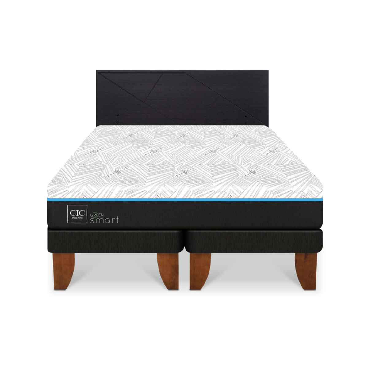 Cama Europea CIC Green Infinity 2 Plazas + 1 Respaldo Villarrica Negro