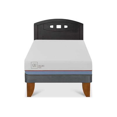 Cama Europea CIC 1,5 Plazas Excellence Plus + Respaldo Gales Negro