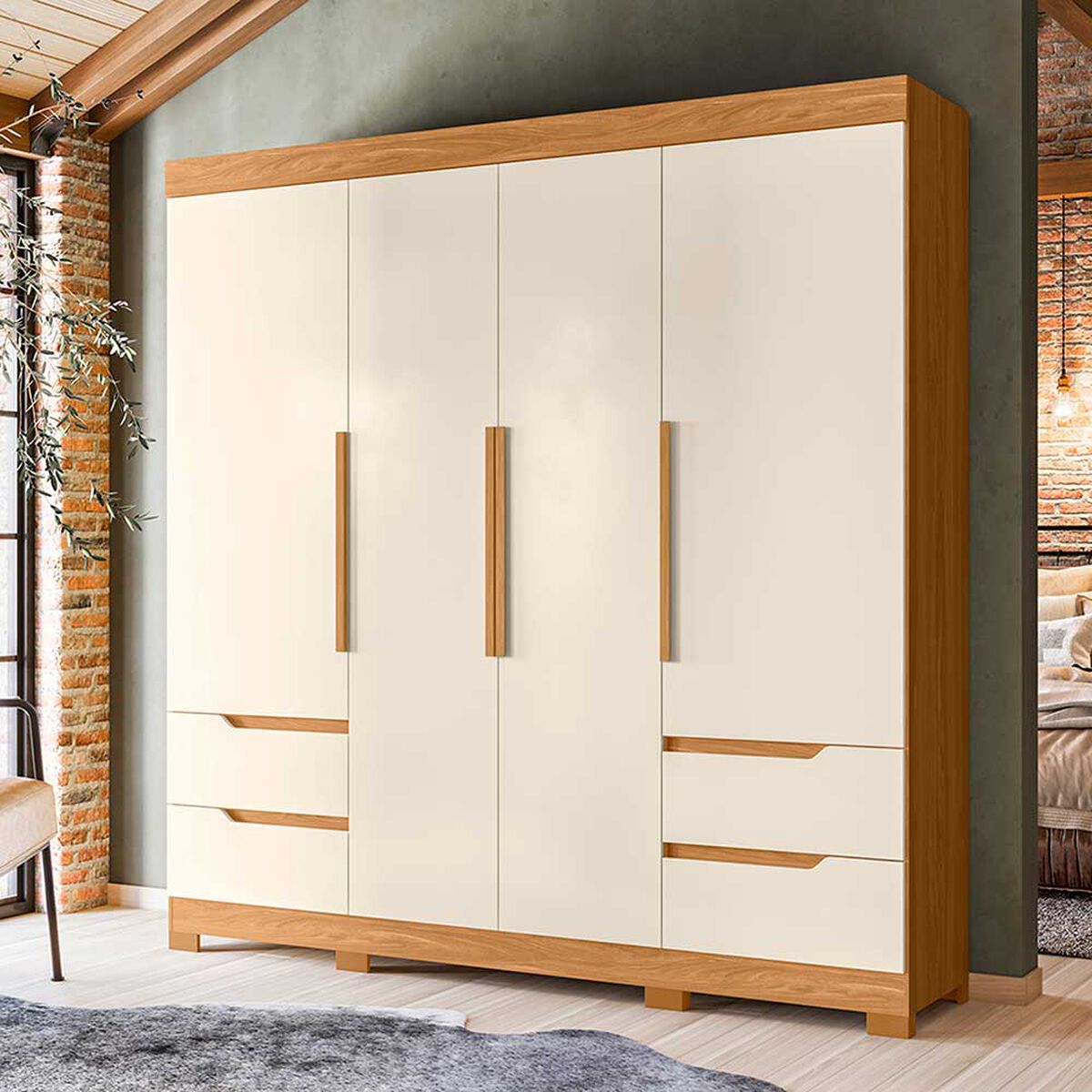Clóset Vekkahome Vivacce 4 Puertas 4 Cajones Beige