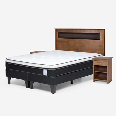 Imagen 2 del producto Cama Europea Rosen Base Dividida 2 Plazas New Style 6 + Respaldo + 2 Veladores Ferrara