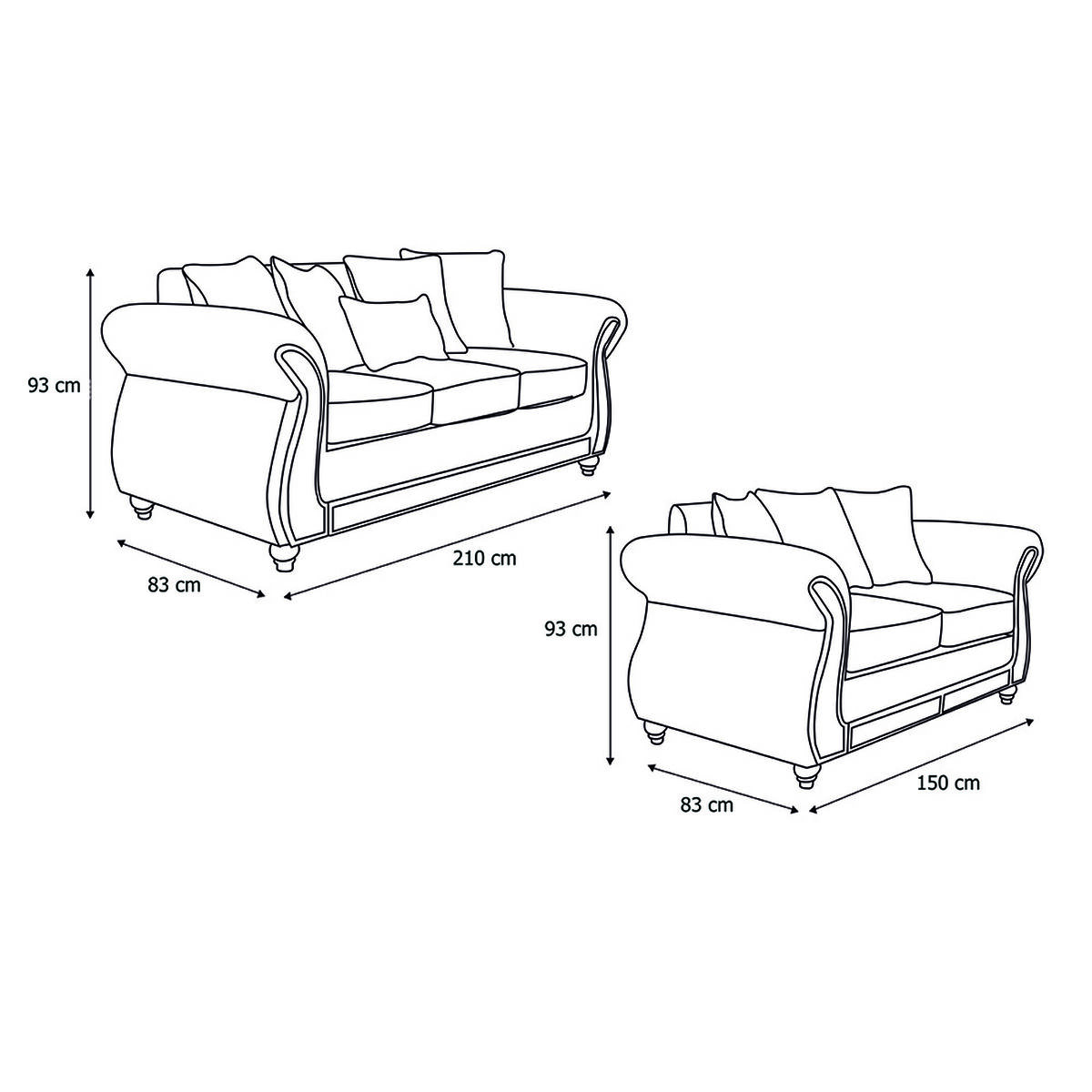 Juego de Living Innovamuebles New Bugambilia Sofá 3 Cuerpos + Sofá 2 Cuerpos Café Oscuro