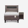 Cama Europea Rosen 1 Plaza New Style 4 Plus + Respaldo Ferrera Gris + Velador