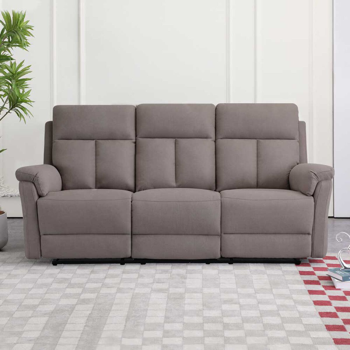 Sof&aacute; Reclinable Zoy Home Beijing 3 Cuerpos Caf&eacute;