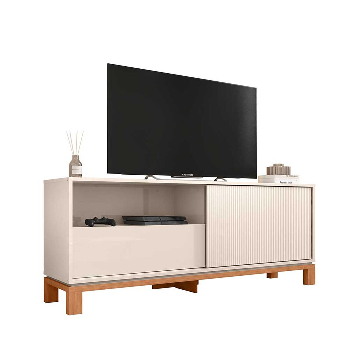 Panel TV 65" + Rack TV 55" + Vitrina + Buffet Decocasa Mondrian Off White