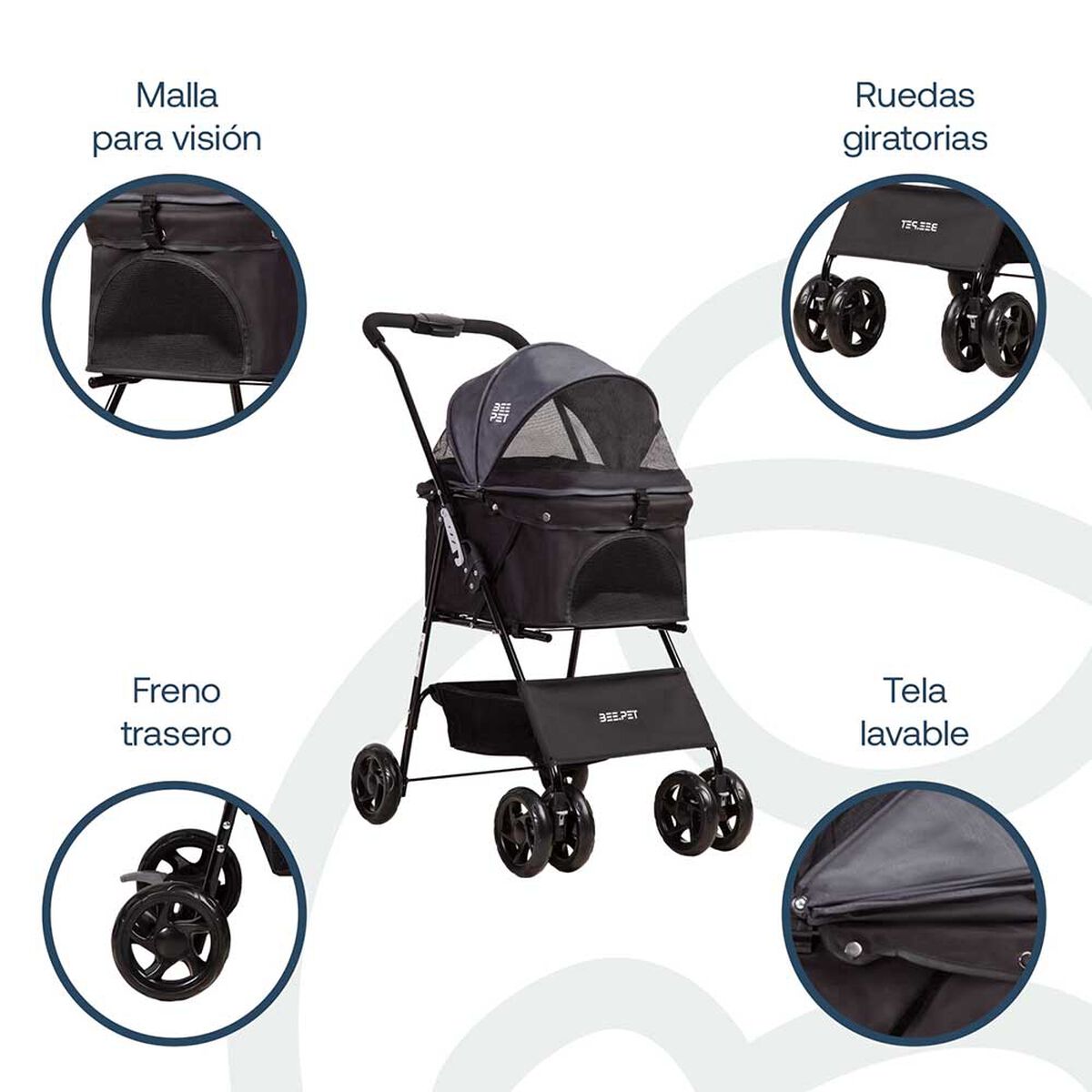 Coche Mascota Gris BP02G Bebesit