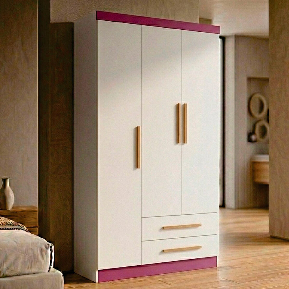 Closet Yardas Leticia 3 Puertas 2 Cajones Blanco