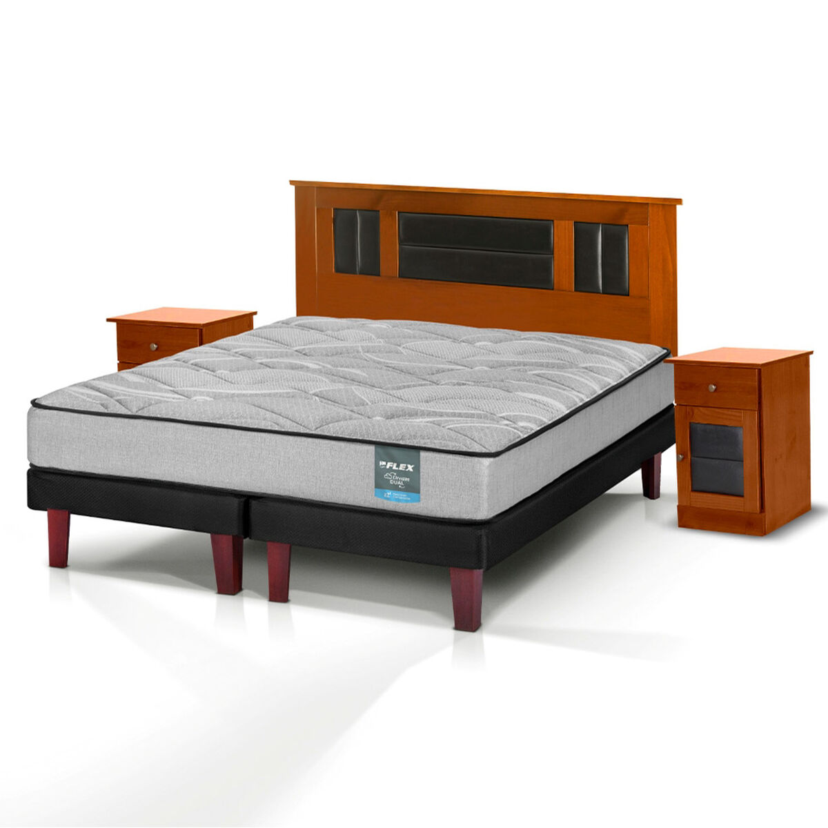 Cama Europea Flex 2 Plazas Dream Dual Box B/D + Set Lorraine