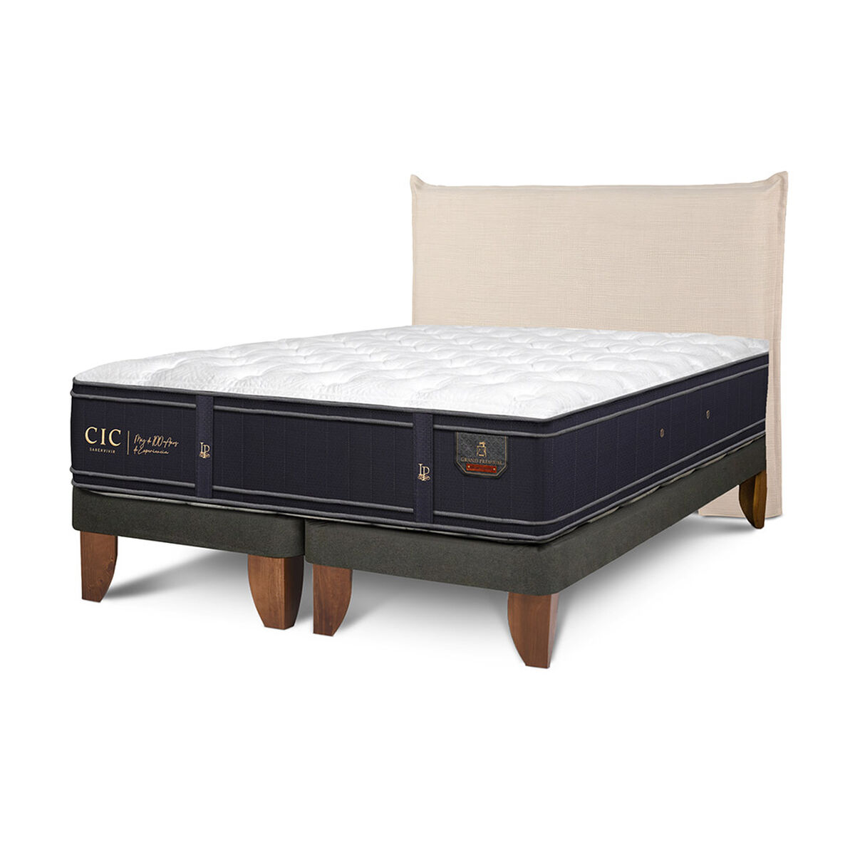 Cama Europea CIC Base Dividida S&uacute;per King Grand Premium + Respaldo Tiber