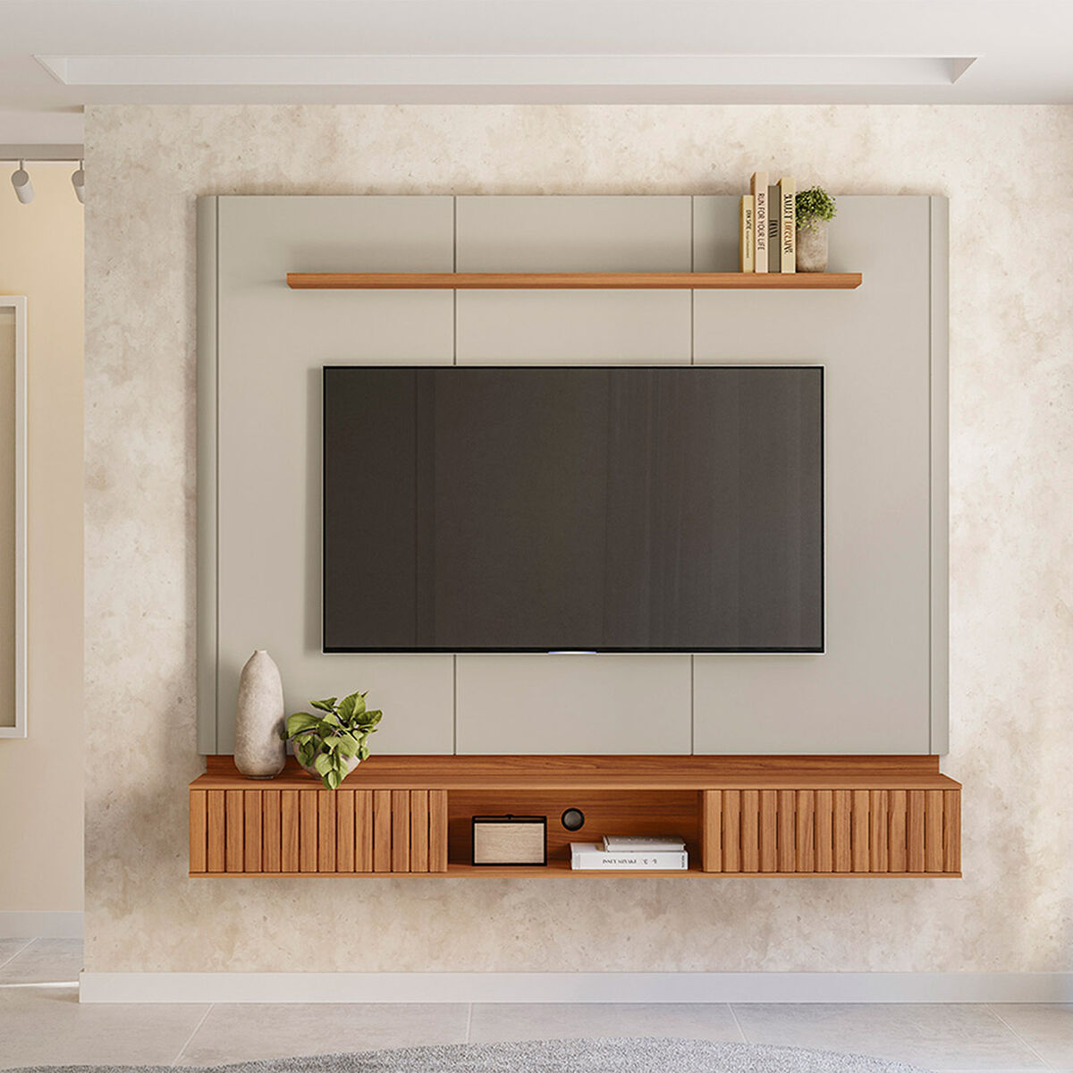 Panel TV Di Poretti Design Amarante Hasta 70" Caf&eacute; Claro
