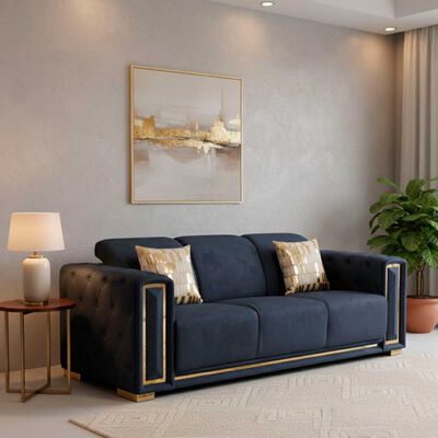 Imagen 1 del producto Sofá Daniels 3 Cuerpos Negro Dorado