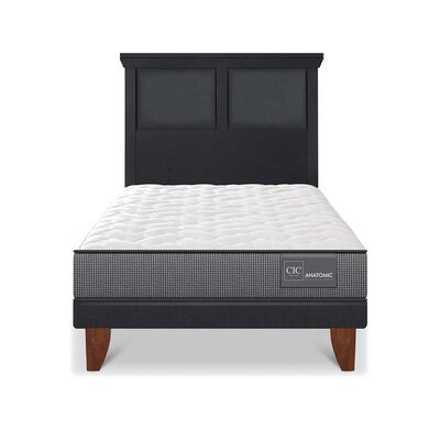 Imagen 1 del producto Cama Europea CIC 1,5 Plazas Anatomic + Respaldo Torino Negro