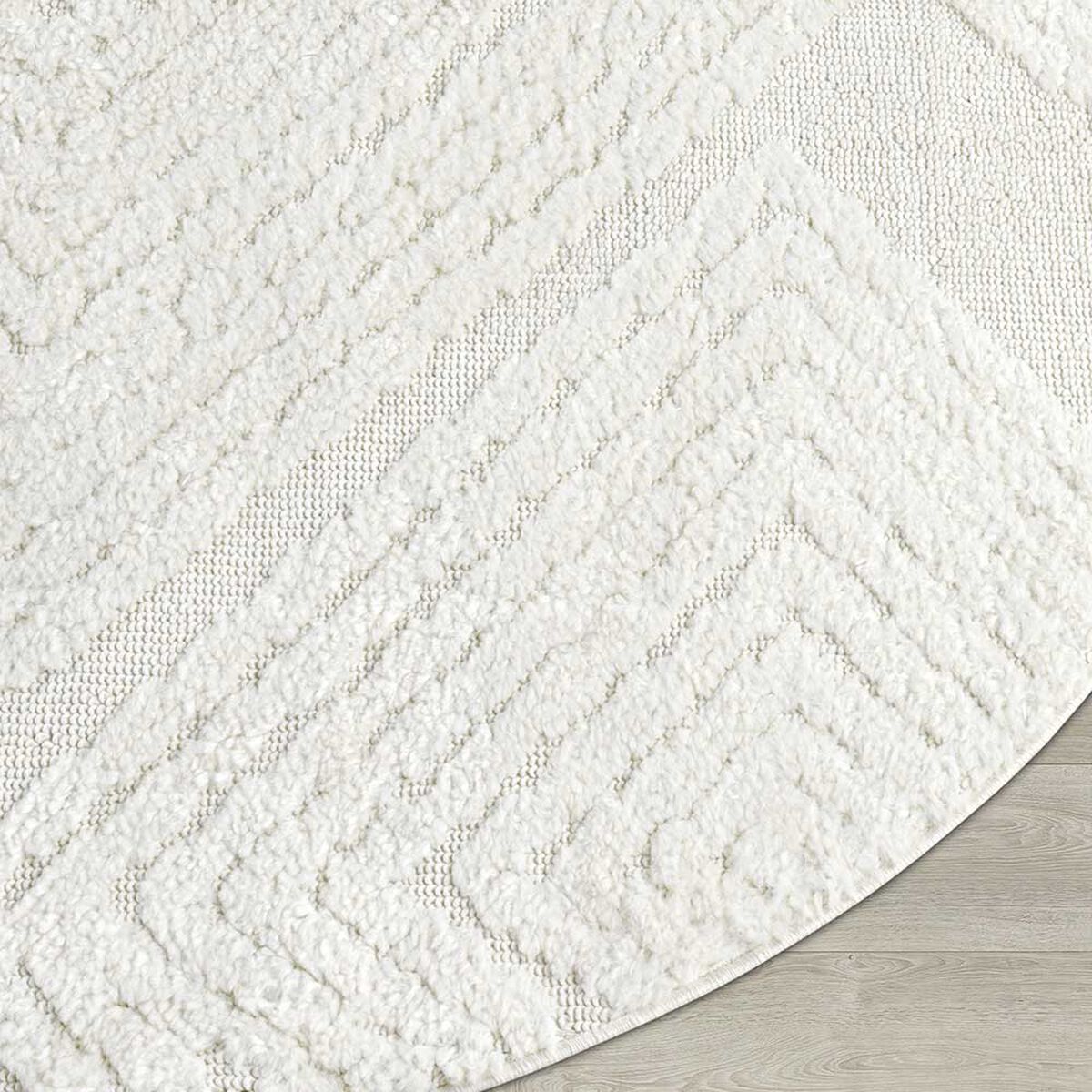 Alfombra Redonda Modalfo Palafito Blanca 160 x 160 cm