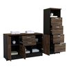 Combo Archivador 4 Cajones + Gabinete 2 Puertas TuHome Home Office Negro Soft-Coñac