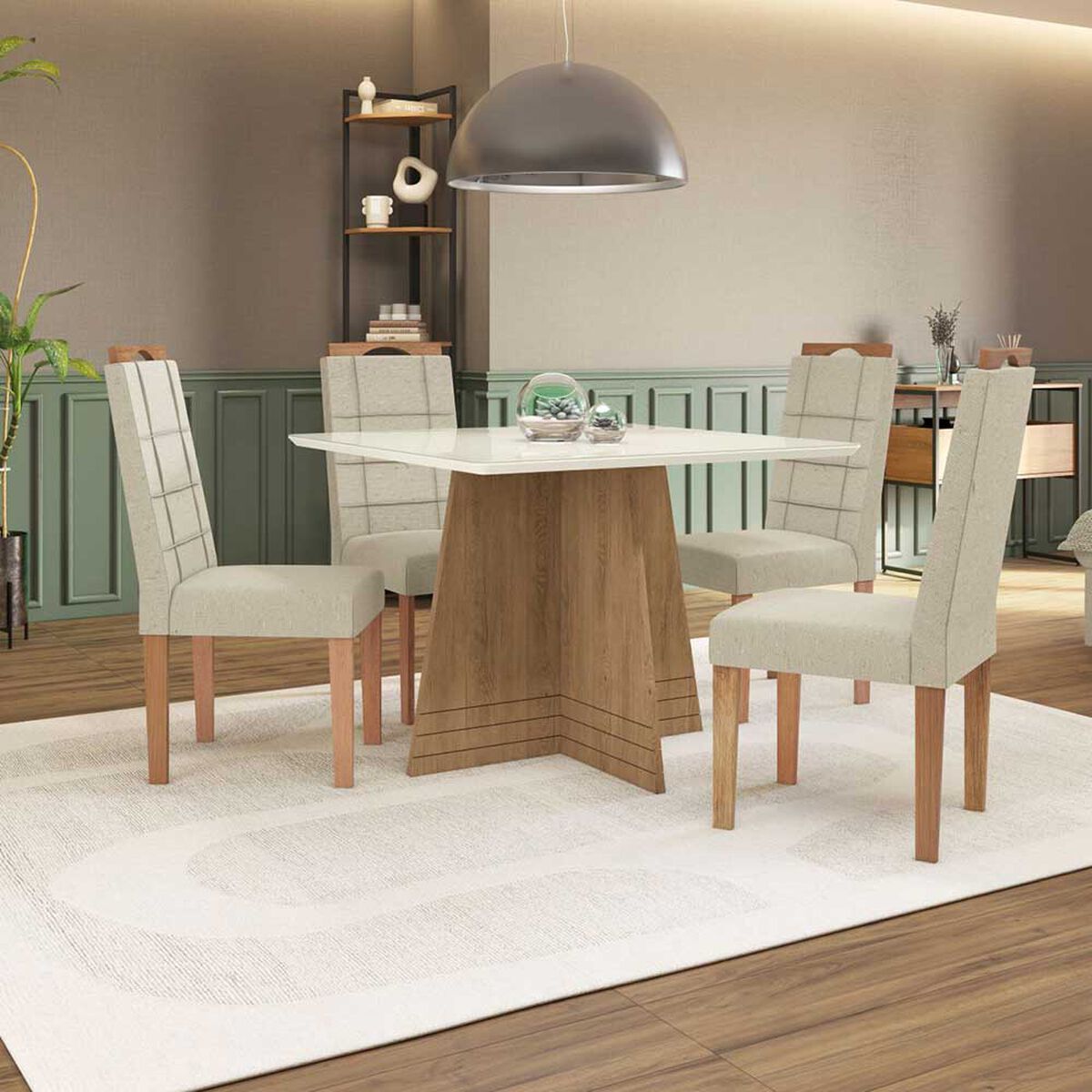 Juego de Comedor Yardas Pizza 4 Sillas Off White
