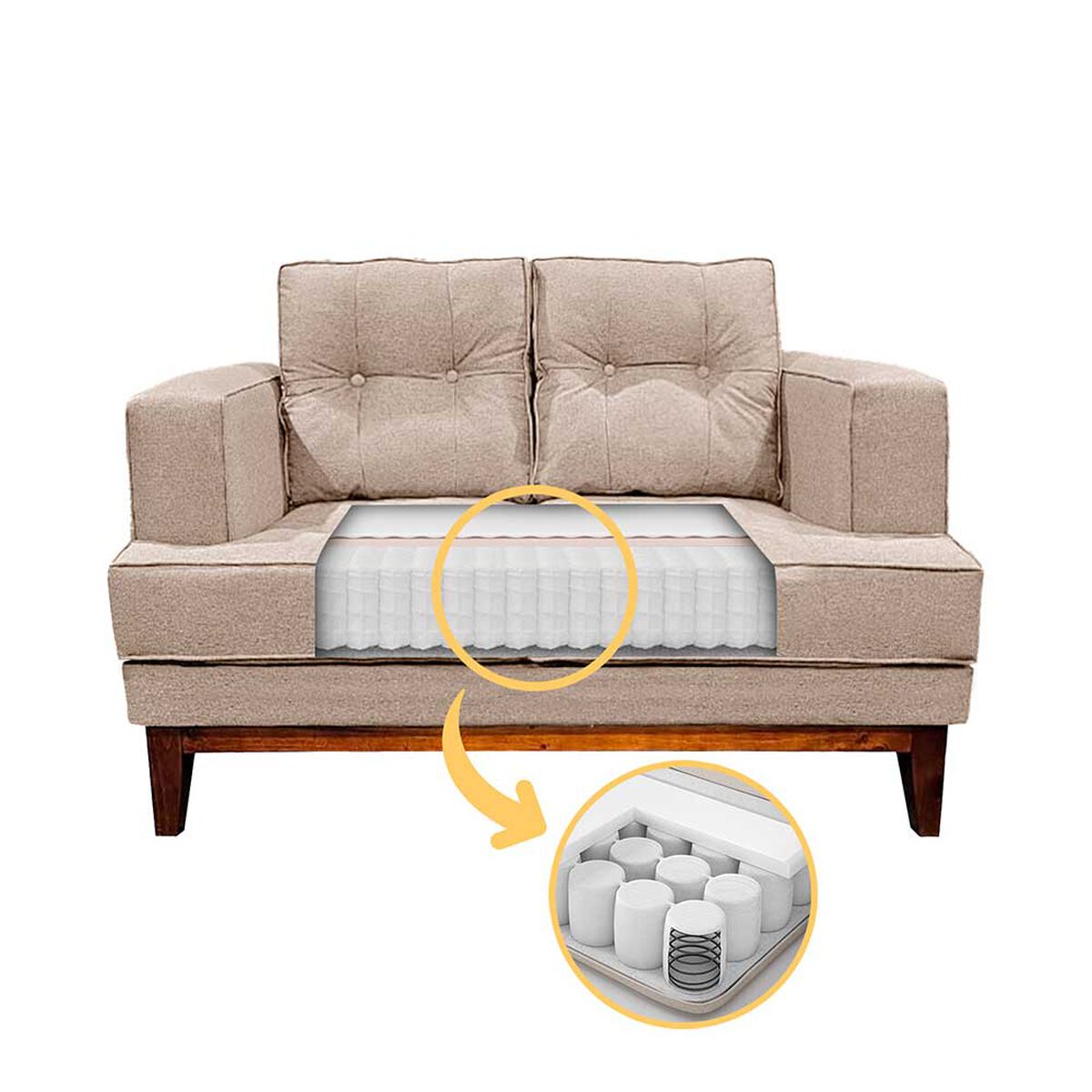 Sof&aacute; Living Factory Ma&ntilde;io 2 Cuerpos Beige