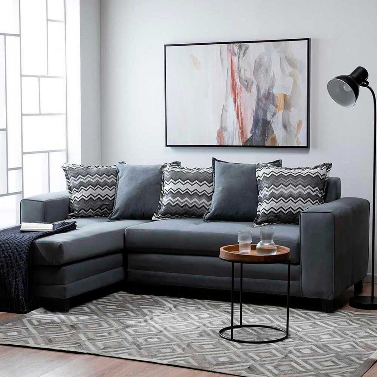 Sof&aacute; Seccional Izquierdo Living Factory Milan 3 Cuerpos Gris