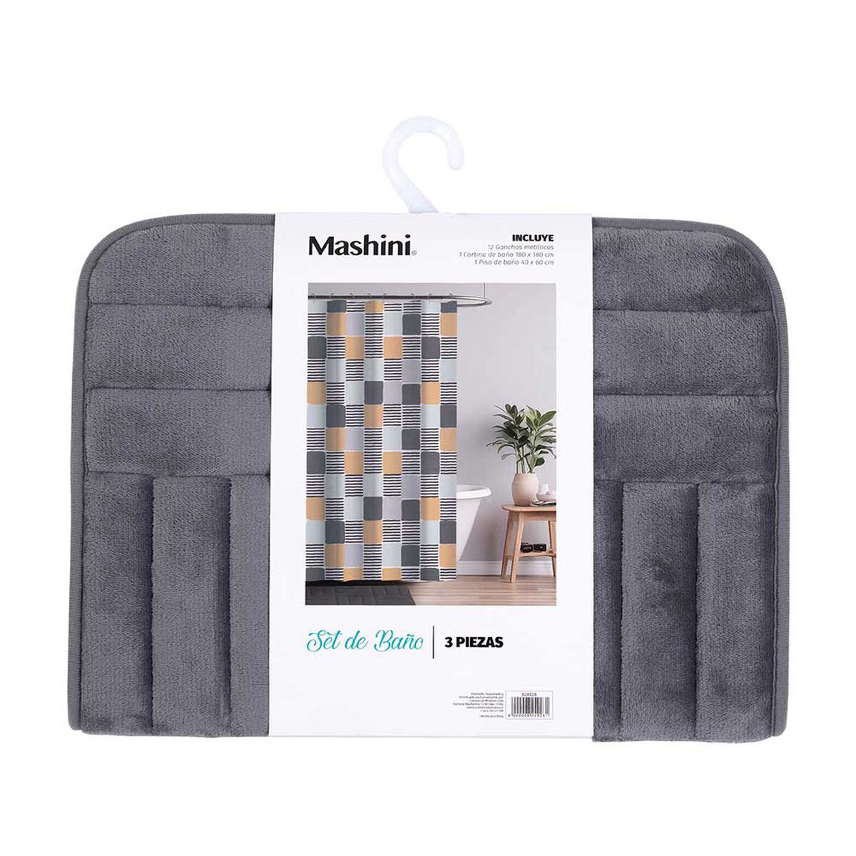 Set Cortina de Baño 3 Piezas Mashini Julie Multicolor