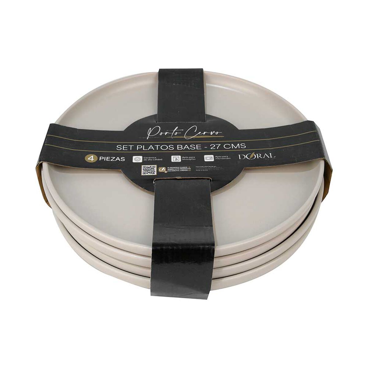 Set 4 Platos Base Doral Porto Servo Crema