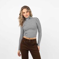 Polera Crop Manga Larga Mujer Icono Gris, Negro, Print-1