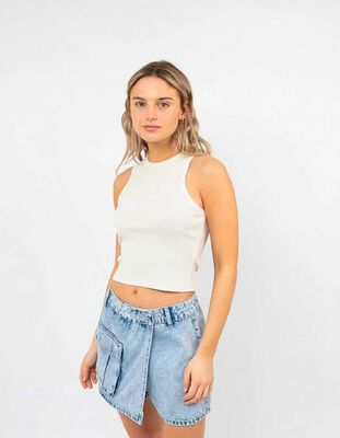 Imagen 1 del producto Polera Crop Sin Mangas Mujer Icono Crudo