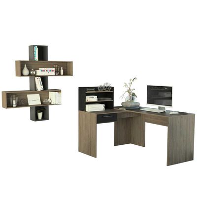 Imagen 2 del producto Combo Escritorio + Repisa Wall TuHome Bilbao Miel Plomo