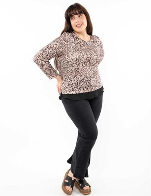 Imagen 2 del producto Sweater Cuello Redondo Mujer Extralindas Animal, Burdeo, Crudo, Negro