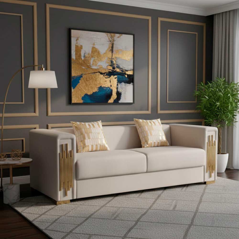 Sofá Elegante Daniels 3 Cuerpos Moderno Spencer Beige