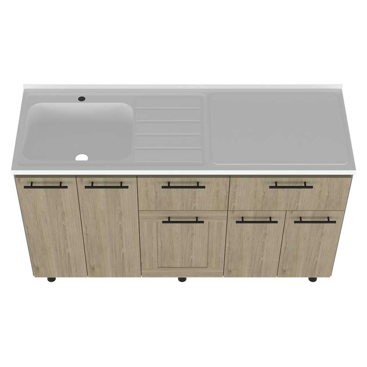Mueble de Cocina Lavaplatos TuHome Hasselt 5 Puertas 2 Cajones Gris Rovere