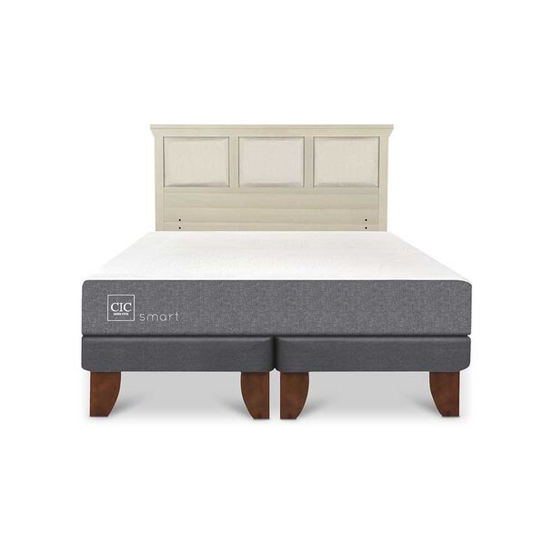 Cama Europea CIC Base Dividida King Smart + Respaldo Torino Alpino