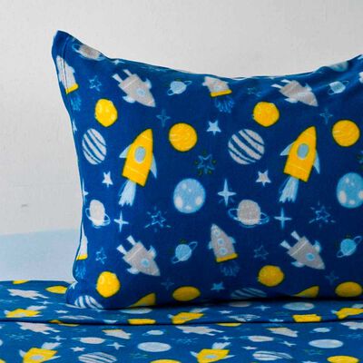 Imagen 2 del producto Sábana de polar American Family 1,5 Plazas Planetas Azul