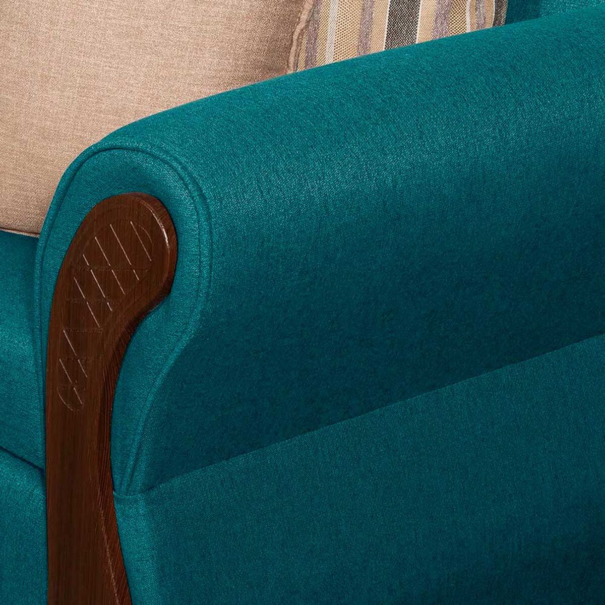 Juego de Living Ruzam Mobel Marsella Sof&aacute; 3 Cuerpos + Dos Sillones 1 Cuerpo Lino Turquesa