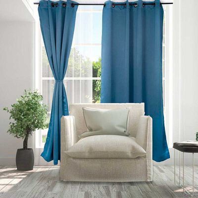 Set Cortinas Doral Black Out Victoria  220 x 140 cm Azul Petroleo