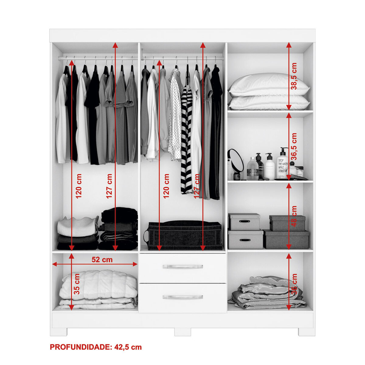 Closet Home Mobili Badara 6 Puertas 2 Cajones Caf&eacute;