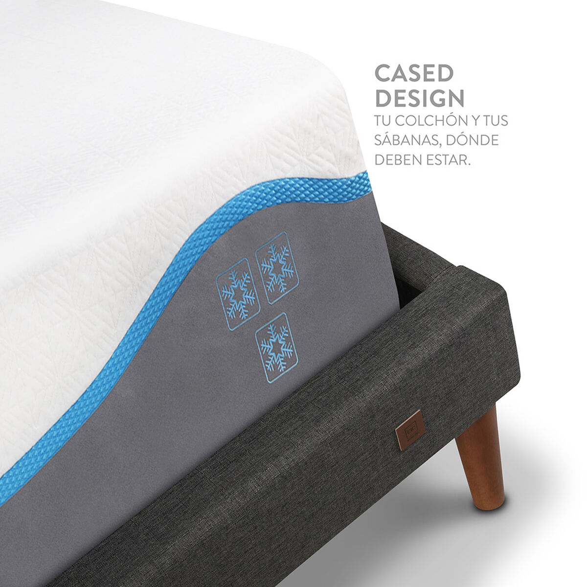 Cama Europea CIC King Alaska + Respaldo + 2 Veladores