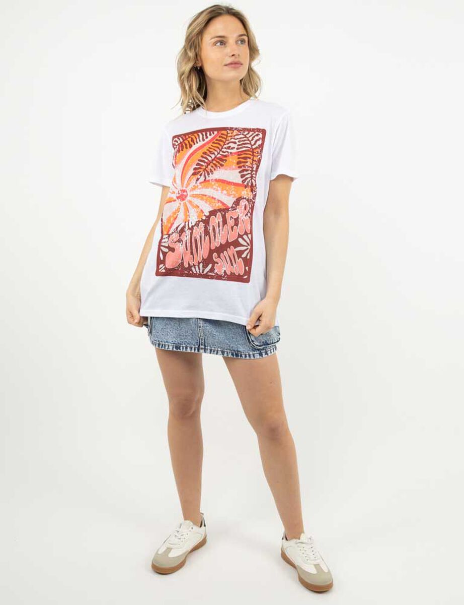 Polera Con Estampado Manga Corta Mujer Icono