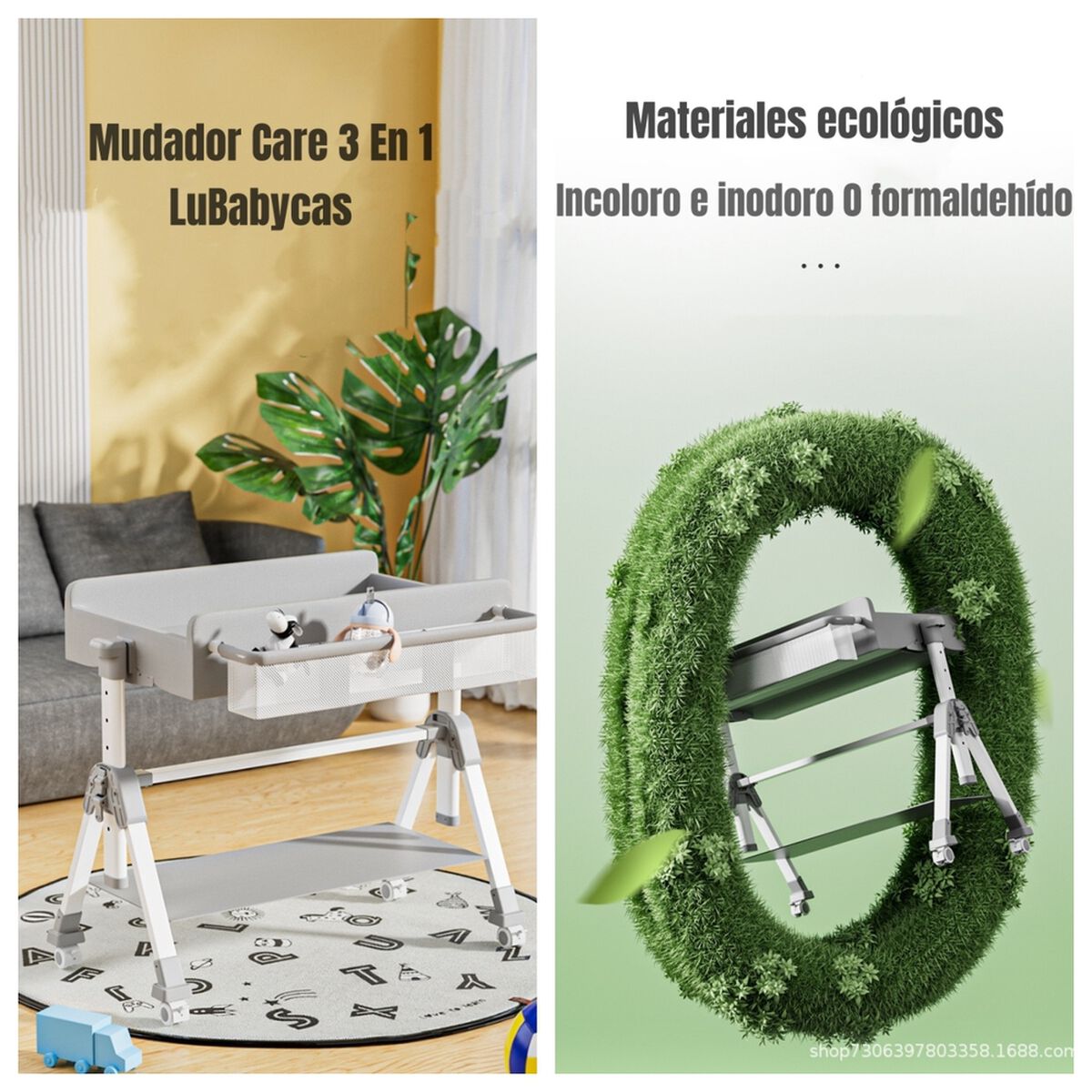 Mudador de Pañales Plegable 3 en 1 LuBabycas Gris