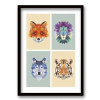 Cuadro Decorativo Retela Animales Geométricos 70 x 50 cm
