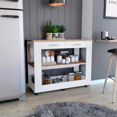 TUHOME Isla de Cocina TuHome Cala 2 Cajones Blanco