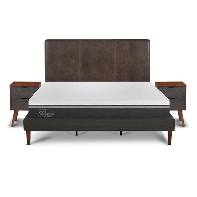 Cama Europea CIC King Ortopedic Advance + Respaldo Baker + 2 Veladores