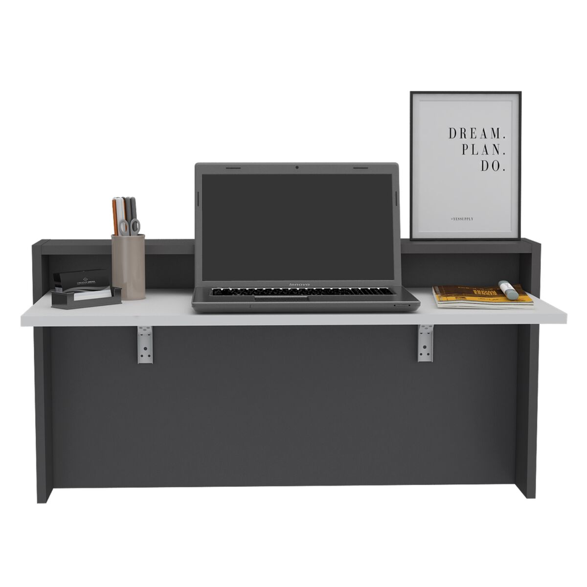 Escritorio Plegable TuHome Wall Plomo/Blanco