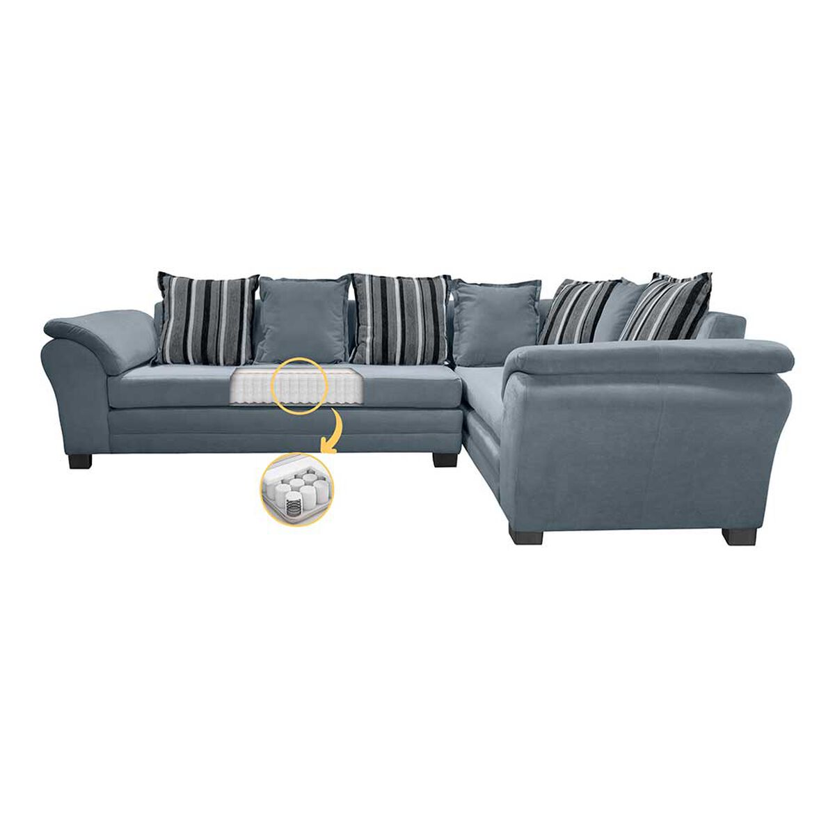 Sof&aacute; Seccional Derecho Living Factory Capri 5 Cuerpos Gris