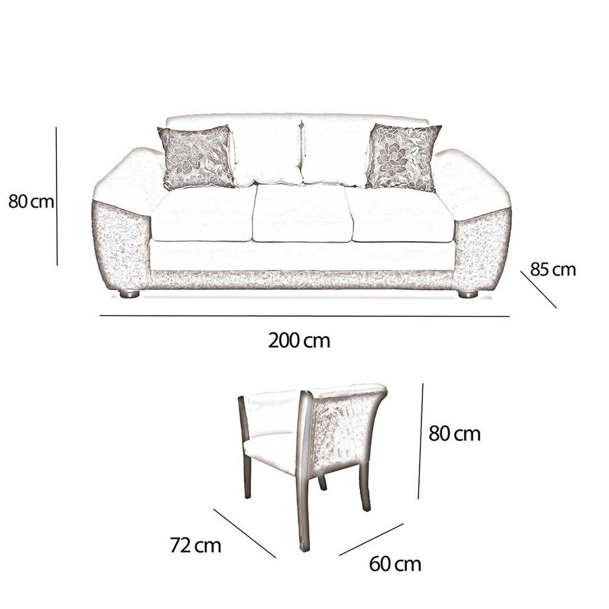 Juego de Living Elegant Detail Houston Sofá 3 Cuerpos + Dos Sitiales Beige