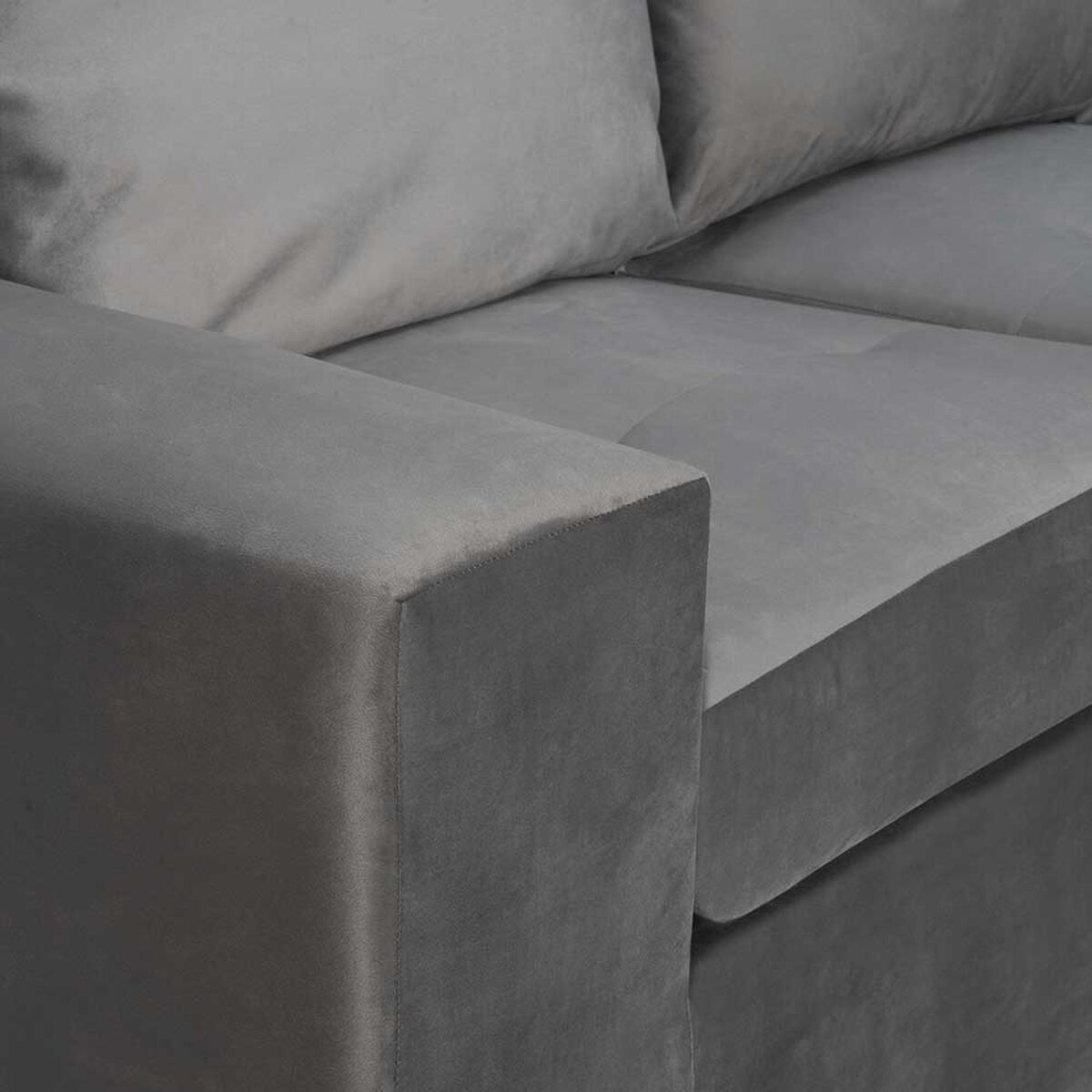 Sofá Seccional Derecho Innovamuebles Mini Senna Felpa 3 Cuerpos Gris