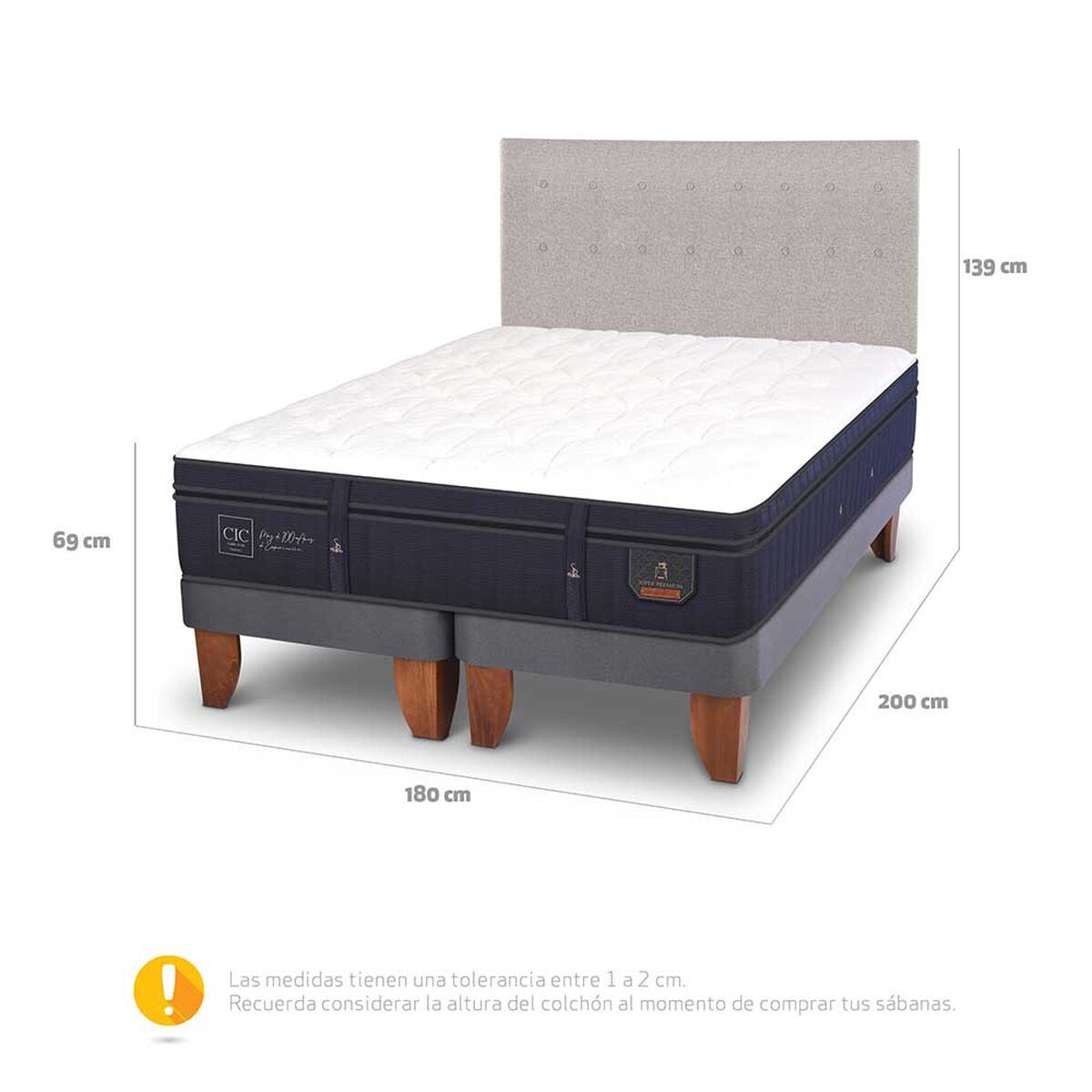 Cama Europea CIC Base Dividida King Súper Premium + Respaldo
